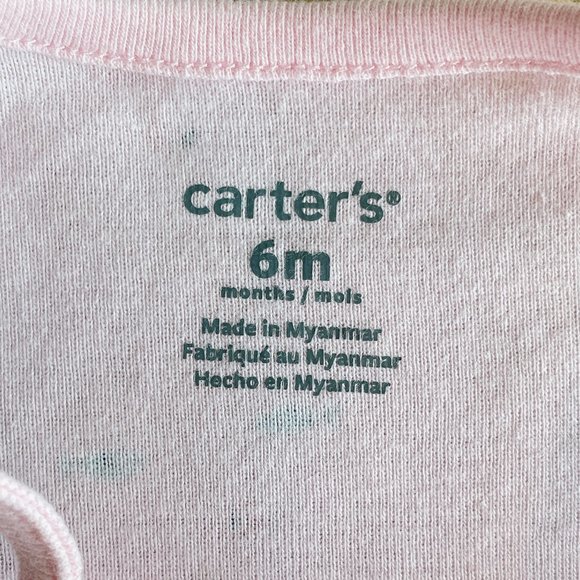 5 for $10 Carter's baby bodysuit 6m onesie baby girl tank top shirt pink animals - Picture 5 of 5
